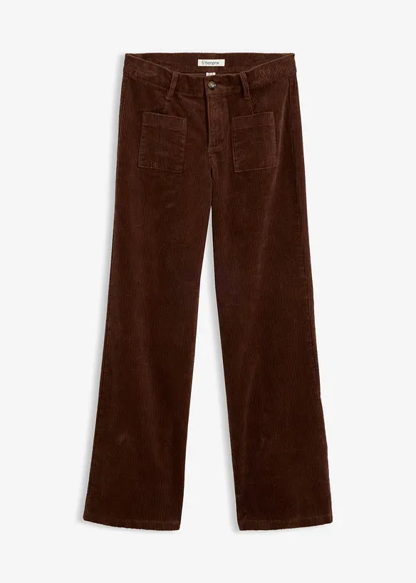 Cordhose aus Baumwoll-Stretch in braun von vorne - bonprix