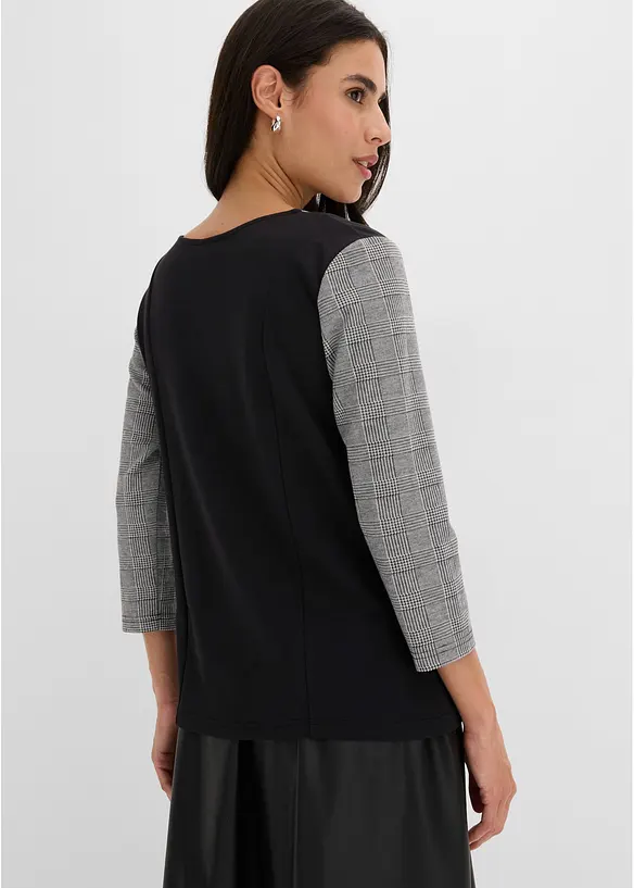 Jaquard-Shirt mit Stickerei in schwarz von hinten (im Anschnitt) - bonprix