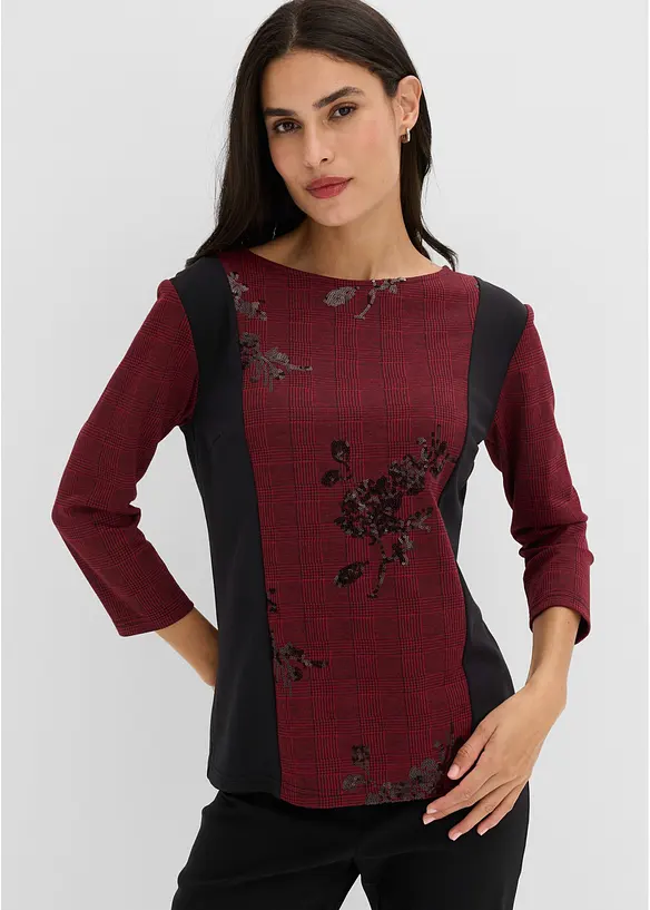 Jaquard-Shirt mit Stickerei in rot von vorne (im Anschnitt) - bonprix