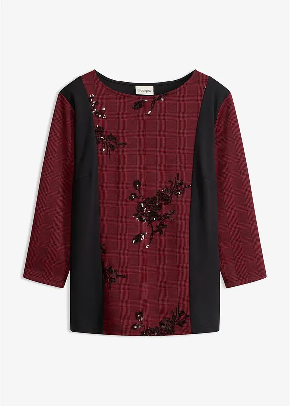 Jaquard-Shirt mit Stickerei in rot von vorne - bonprix