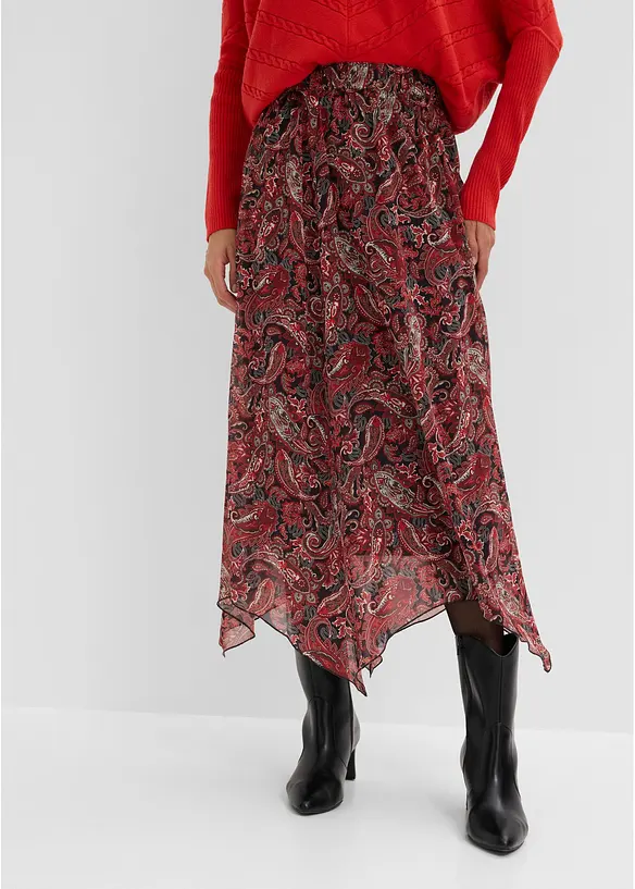 Chiffonrock mit Zipfelsaum in schwarz von vorne - bonprix Chiffonrock mit Zipfelsaum in schwarz von vorne - bonprix
