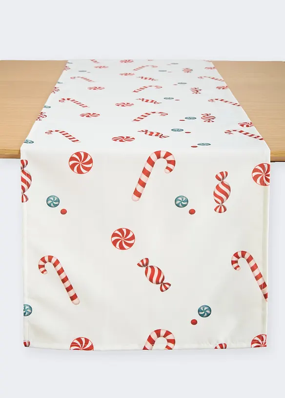 Tischläufer mit Weihnachtsmotiv, wasserabweisend in beige von vorne - bonprix