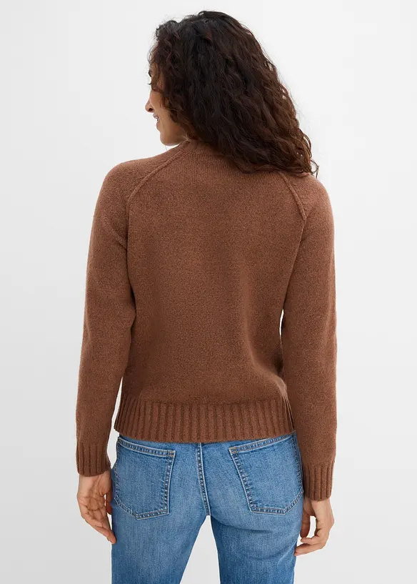Raglan-Strickpullover in braun von hinten (im Anschnitt) - bonprix