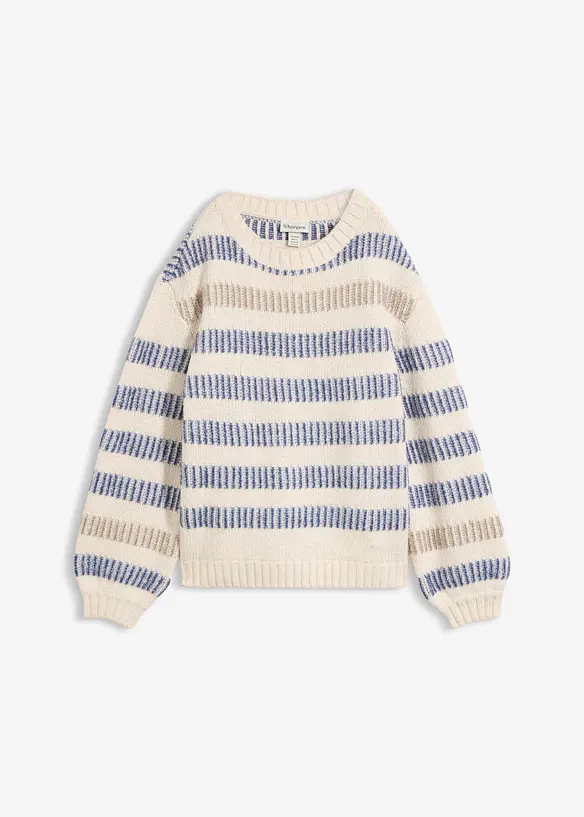 Pullover mit Strukturstrick in beige von vorne - bonprix