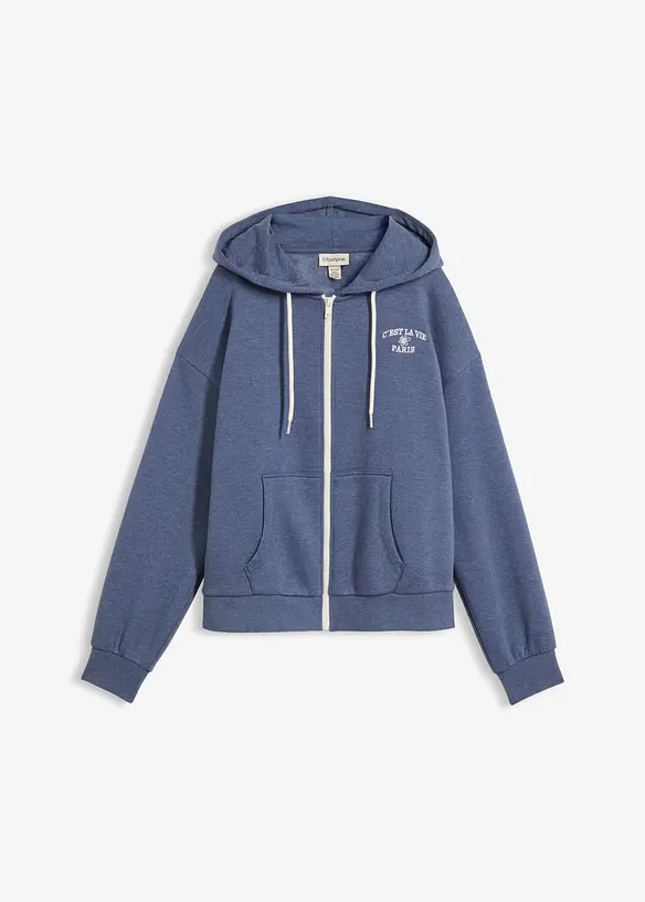 Kapuzen-Sweatjacke aus Bio-Baumwoll-Mix in blau von vorne - bonprix Kapuzen-Sweatjacke aus Bio-Baumwoll-Mix in blau von vorne - bonprix