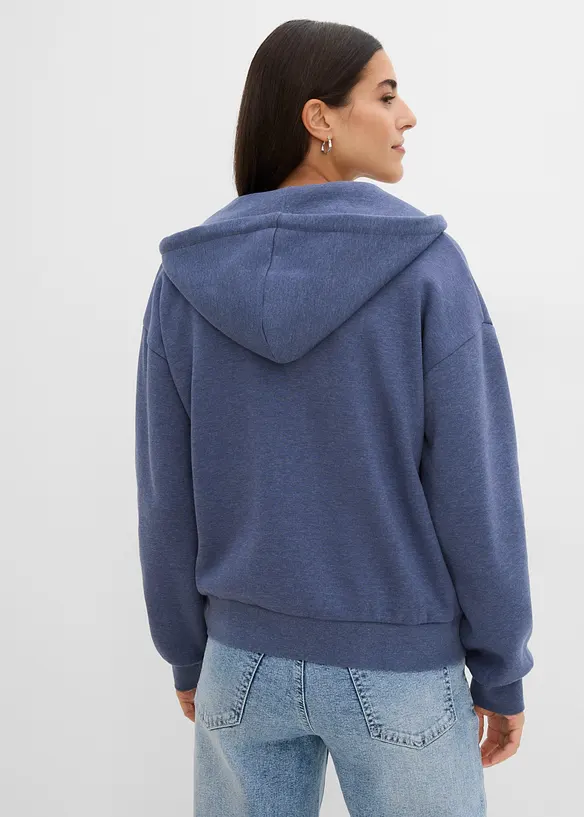 Kapuzen-Sweatjacke aus Bio-Baumwoll-Mix in blau von hinten (im Anschnitt) - bonprix Kapuzen-Sweatjacke aus Bio-Baumwoll-Mix in blau von hinten (im Anschnitt) - bonprix