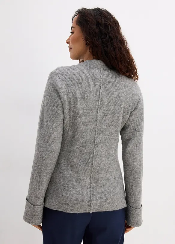 Taillierte Feinstrickjacke in grau von hinten (im Anschnitt) - bonprix