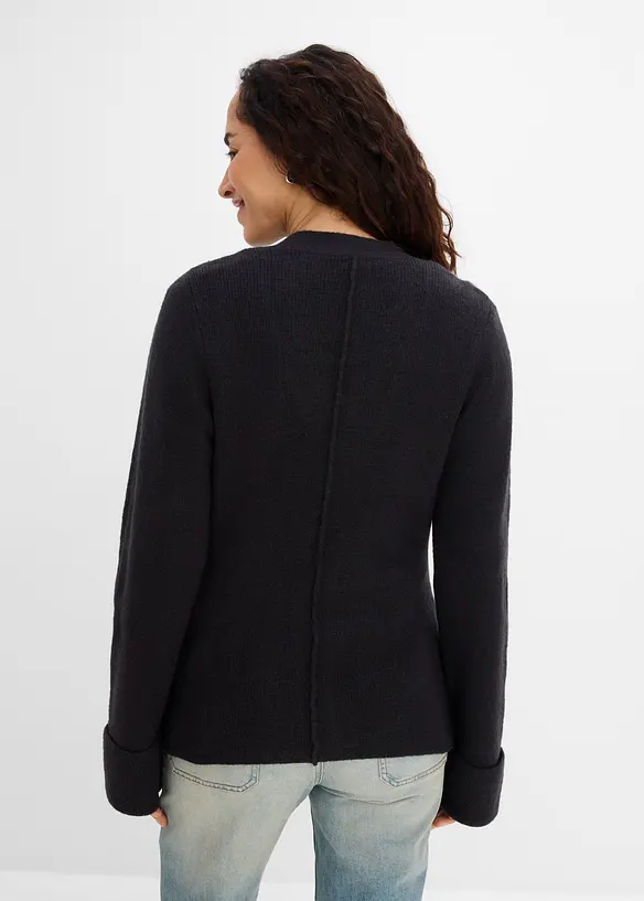 Taillierte Feinstrickjacke in schwarz von hinten (im Anschnitt) - bonprix