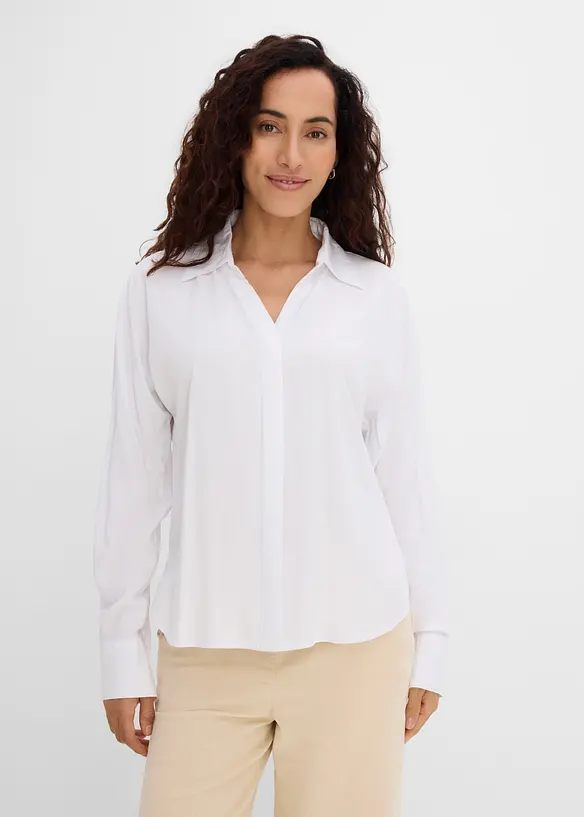 Bluse aus softer Viskose in weiß von vorne (im Anschnitt) - bonprix