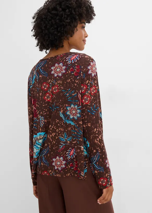 Tunika-Shirt aus fließender Viskose in braun von hinten (im Anschnitt) - bonprix