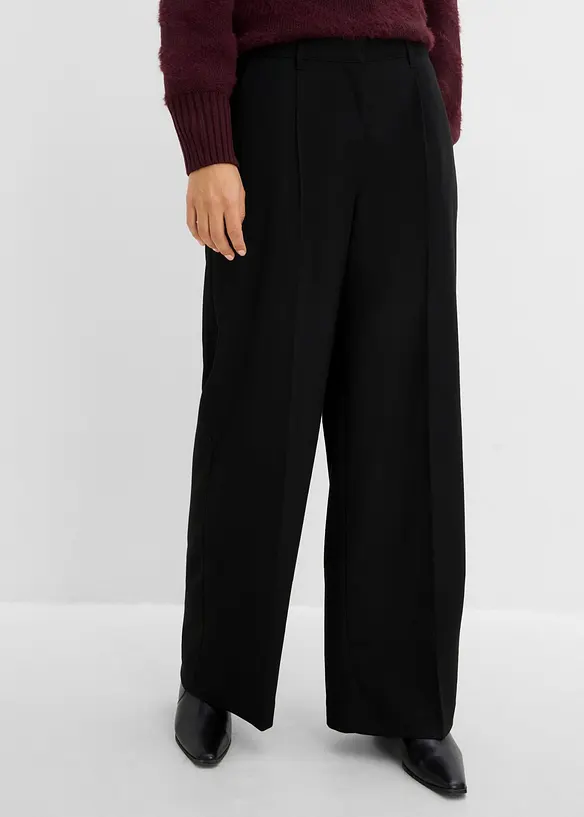 Weite Hose in Wolloptik aus Viskose-Mix in schwarz von vorne - bonprix Weite Hose in Wolloptik aus Viskose-Mix in schwarz von vorne - bonprix