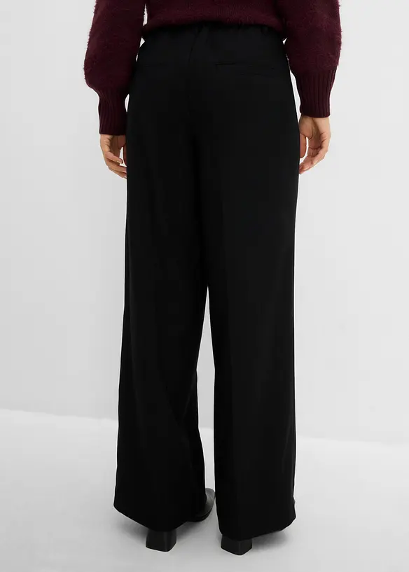 Weite Hose in Wolloptik aus Viskose-Mix in schwarz von hinten - bonprix Weite Hose in Wolloptik aus Viskose-Mix in schwarz von hinten - bonprix