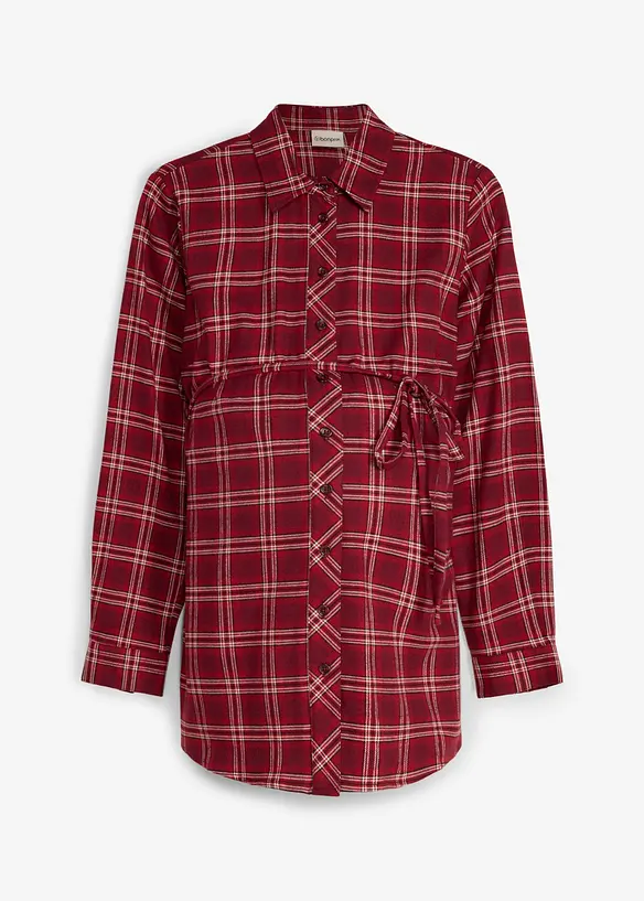 Umstandsbluse aus weichem Baumwoll-Flanell in rot von vorne - bonprix
