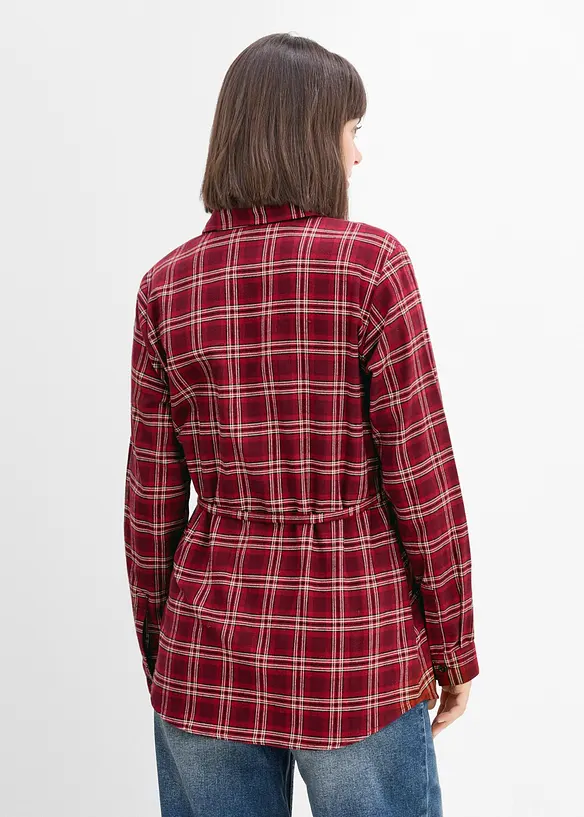 Umstandsbluse aus weichem Baumwoll-Flanell in rot von hinten (im Anschnitt) - bonprix