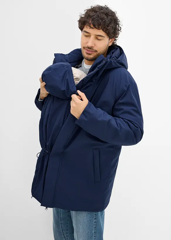 2-in-1 Tragejacke für Herren mit Trageeinsatz (2-teiliges Set) in blau von vorne (Totalaufnahme) - bonprix