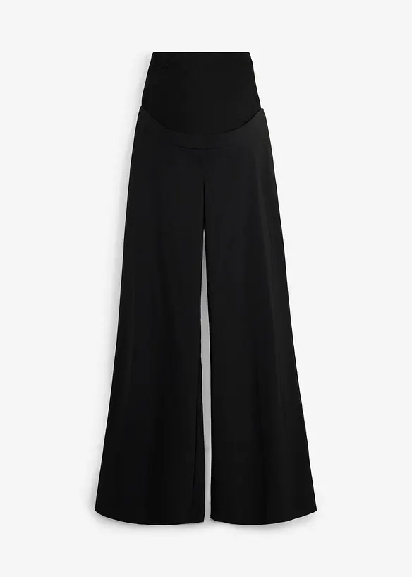 Elastische Umstandshose mit Bügelfalten, Wide Leg in schwarz von vorne - bonprix
