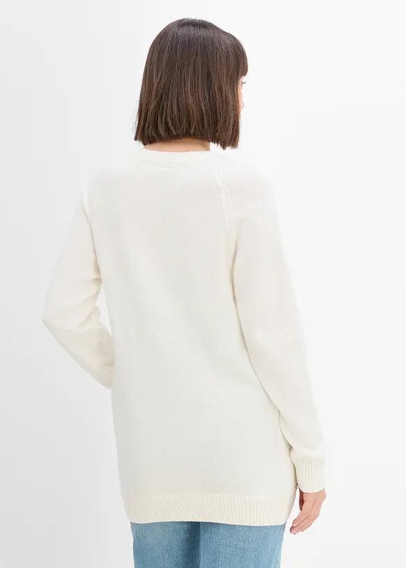 2-in-1 weicher Umstands- und Stillpullover in weiß von hinten (im Anschnitt) - bonprix