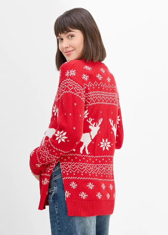 Umstands- und Stillpullover aus reiner Bio- Baumwolle in rot von hinten (im Anschnitt) - bonprix