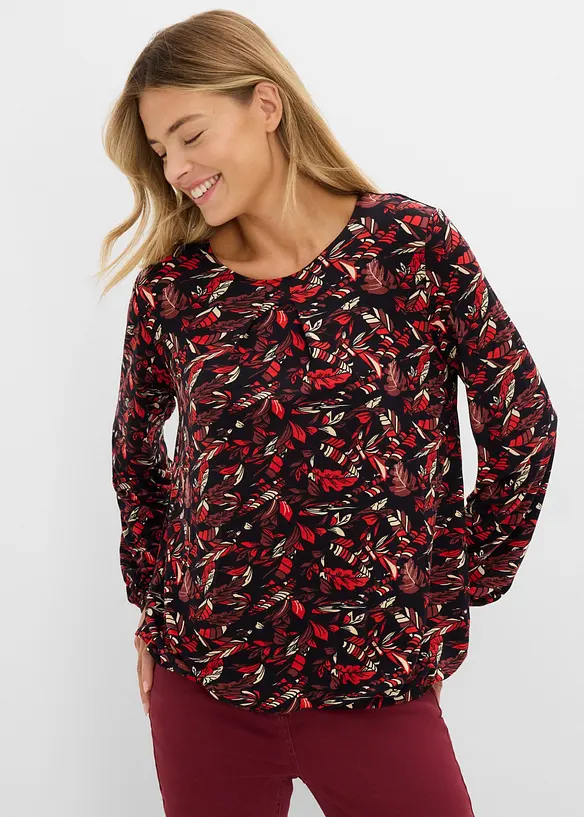 Shirt aus fließender Viskose in blau von vorne (im Anschnitt) - bonprix