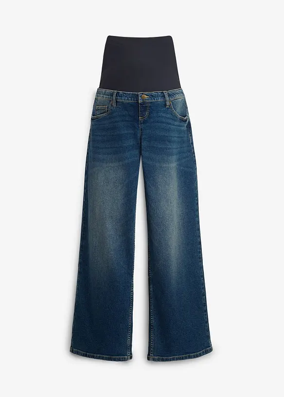 Umstandsjeans aus Bio-Baumwolle, Wide Leg in blau von vorne - bonprix