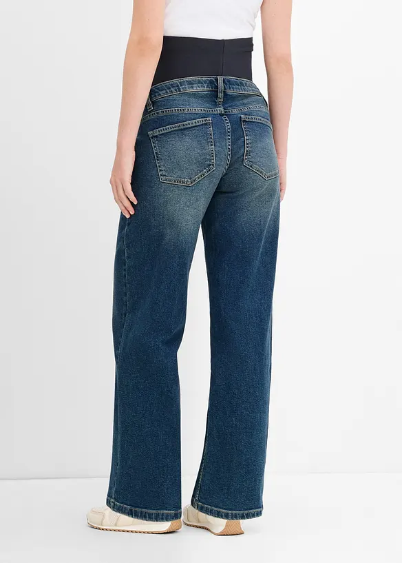 Umstandsjeans aus Bio-Baumwolle, Wide Leg in blau von hinten - bonprix