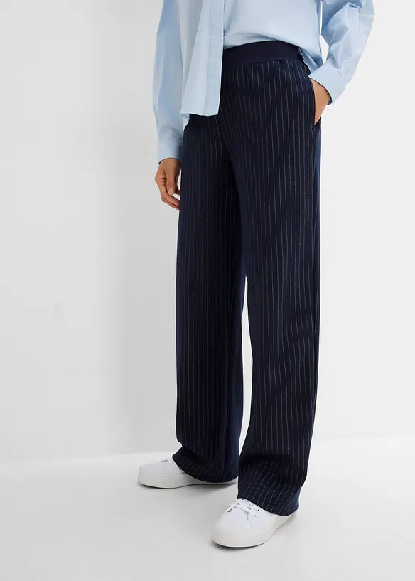 Jersey-Hose aus Punto di Roma in blau von vorne - bonprix Jersey-Hose aus Punto di Roma in blau von vorne - bonprix