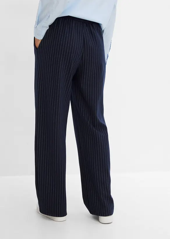 Jersey-Hose aus Punto di Roma in blau von hinten - bonprix Jersey-Hose aus Punto di Roma in blau von hinten - bonprix