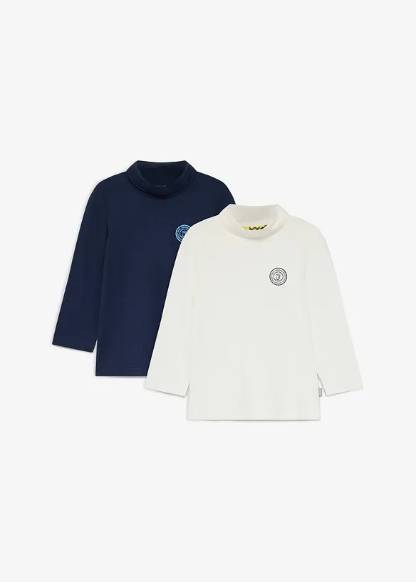 Lurchi Rollkragenshirt aus weicher Bio Baumwolle (2er Pack) in blau von vorne - Lurchi