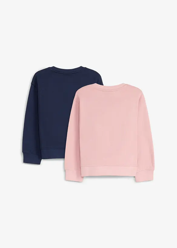 Sweatshirt aus reiner Bio-Baumwolle (2er Pack) in blau von hinten - bonprix