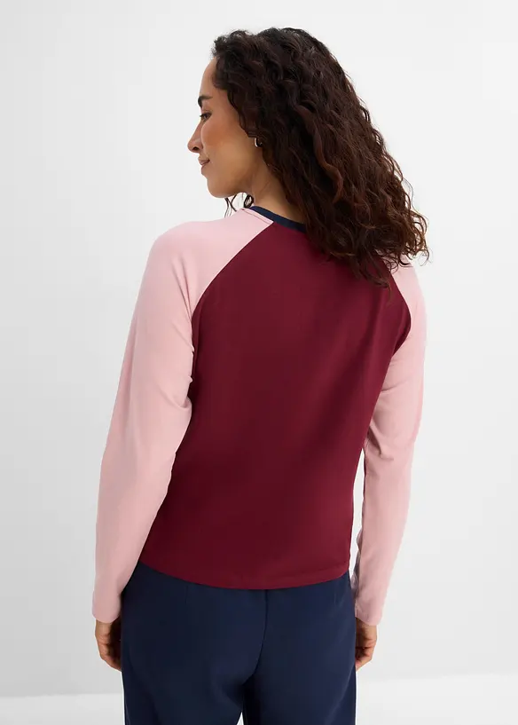 Raglanshirt aus Bio-Baumwoll-Mix in rot von hinten (im Anschnitt) - bonprix