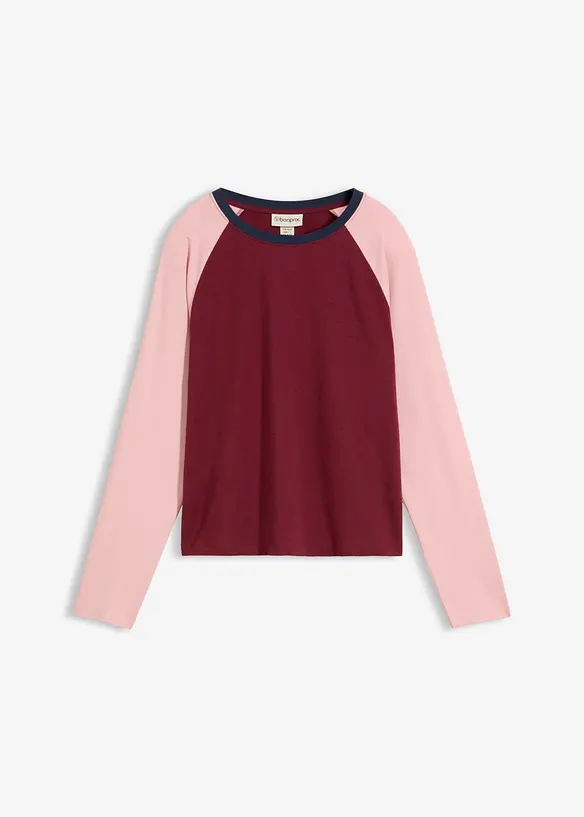 Raglanshirt aus Bio-Baumwoll-Mix in rot von vorne - bonprix