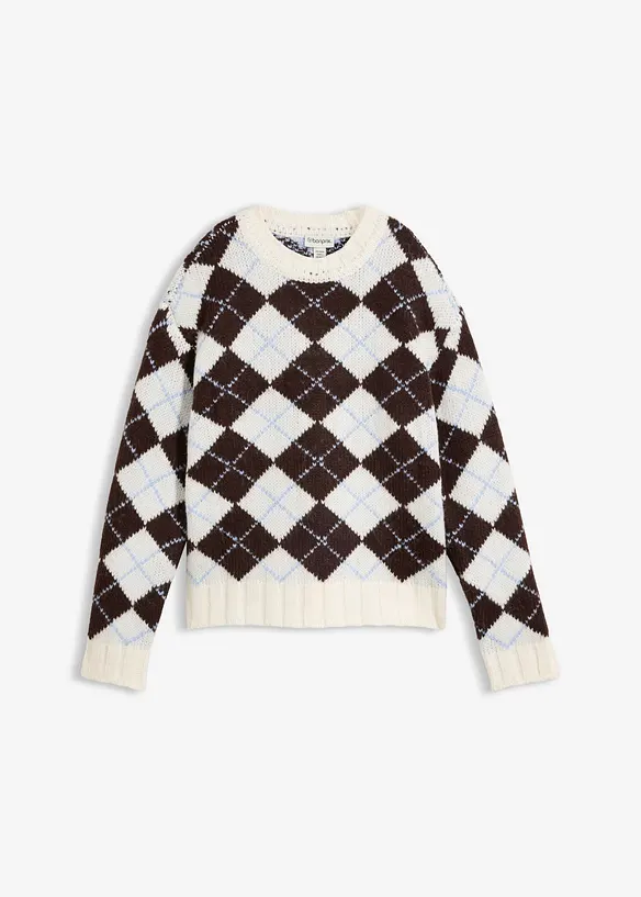 Norweger-Pullover in blau von vorne - bonprix