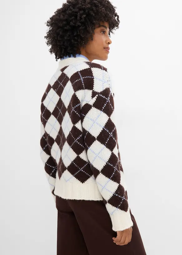Norweger-Pullover in blau von hinten (im Anschnitt) - bonprix