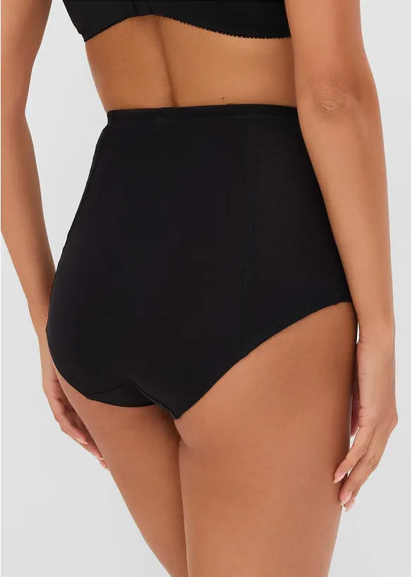 Medium Shape Panty mit Baumwolle in schwarz von hinten - bonprix