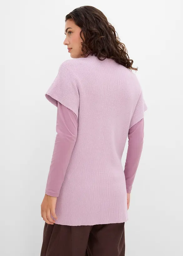 Strick-Cape aus feinem Viskose-Mix in lila von hinten (im Anschnitt) - bonprix