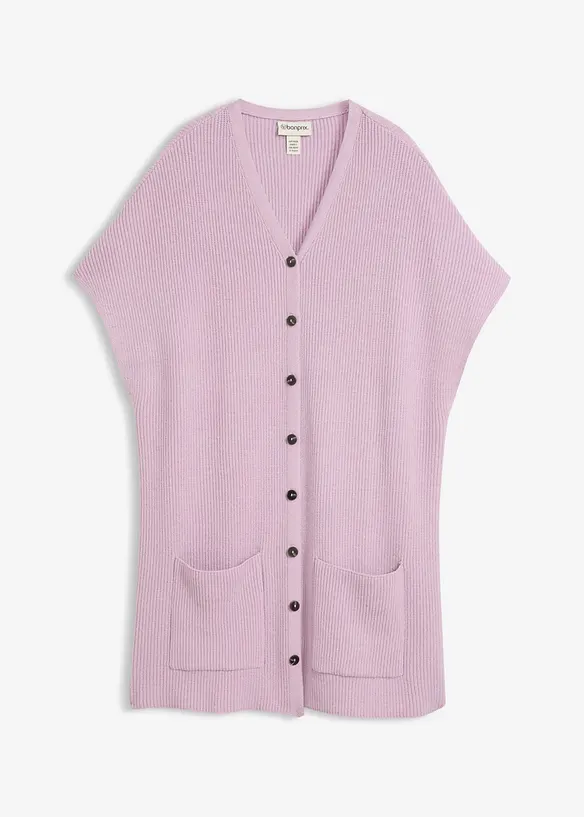 Strick-Cape aus feinem Viskose-Mix in lila von vorne - bonprix