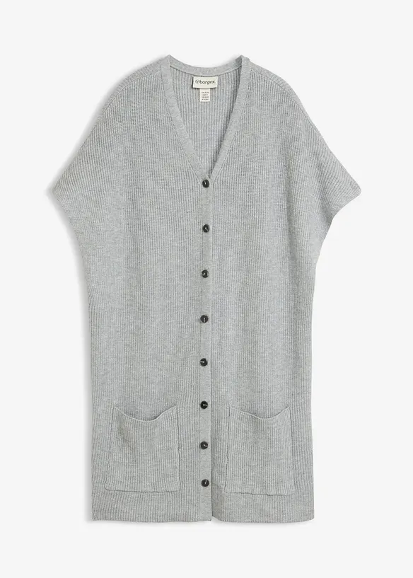 Strick-Cape aus feinem Viskose-Mix in grau von vorne - bonprix