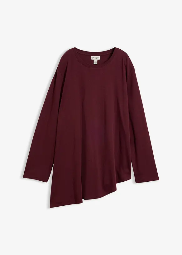 Asymmetrisches Langarmshirt aus reiner Baumwolle in rot von vorne - bonprix Asymmetrisches Langarmshirt aus reiner Baumwolle in rot von vorne - bonprix