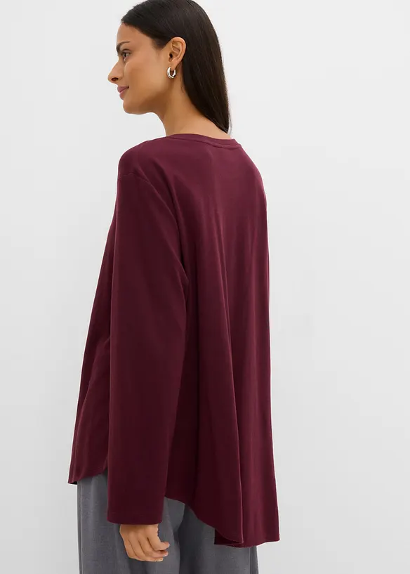 Asymmetrisches Langarmshirt aus reiner Baumwolle in rot von hinten (im Anschnitt) - bonprix Asymmetrisches Langarmshirt aus reiner Baumwolle in rot von hinten (im Anschnitt) - bonprix
