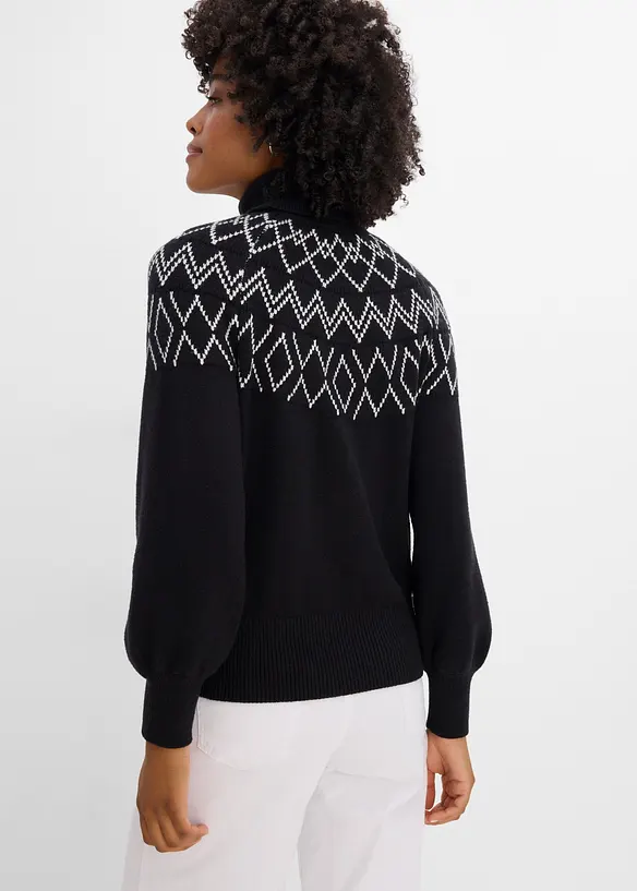 Norweger-Pullover in schwarz von hinten (im Anschnitt) - bonprix