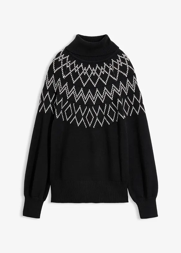 Norweger-Pullover in schwarz von vorne - bonprix