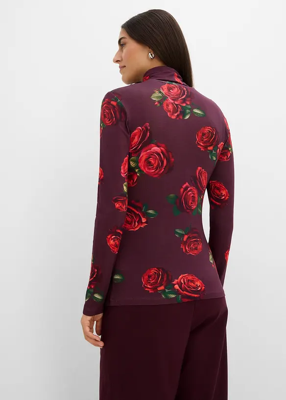 Langarmshirt aus softem Viskose-Mix in rot von hinten (im Anschnitt) - bonprix