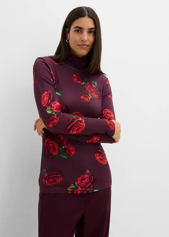 Langarmshirt aus softem Viskose-Mix in rot von vorne (im Anschnitt) - bonprix