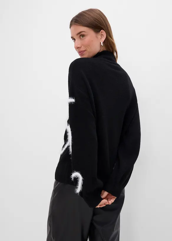 Feinstrickpullover in schwarz von hinten (im Anschnitt) - bonprix