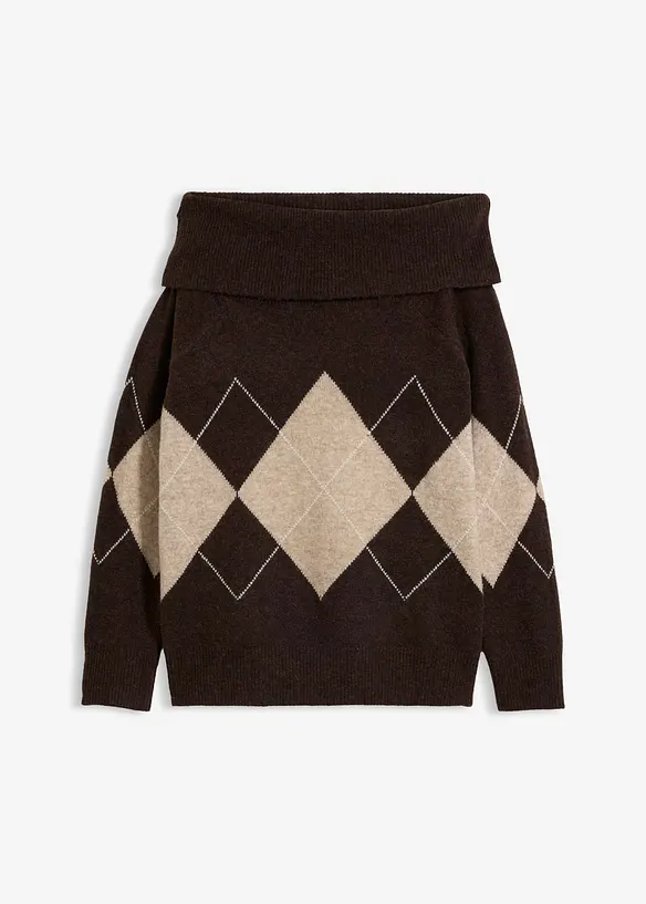 Carmen-Pullover in braun von vorne - bonprix