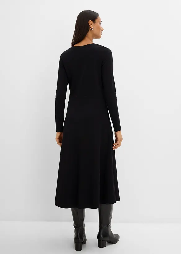 Midikleid aus schwerer Bio-Baumwolle in schwarz von hinten (Totalaufnahme) - bonprix Midikleid aus schwerer Bio-Baumwolle in schwarz von hinten (Totalaufnahme) - bonprix