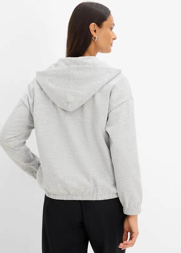 Kapuzen-Sweatjacke aus Bio-Baumwoll-Mix in grau von hinten (im Anschnitt) - bonprix Kapuzen-Sweatjacke aus Bio-Baumwoll-Mix in grau von hinten (im Anschnitt) - bonprix