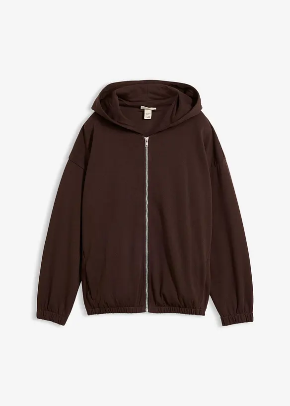 Kapuzen-Sweatjacke aus Bio-Baumwoll-Mix in braun von vorne - bonprix Kapuzen-Sweatjacke aus Bio-Baumwoll-Mix in braun von vorne - bonprix