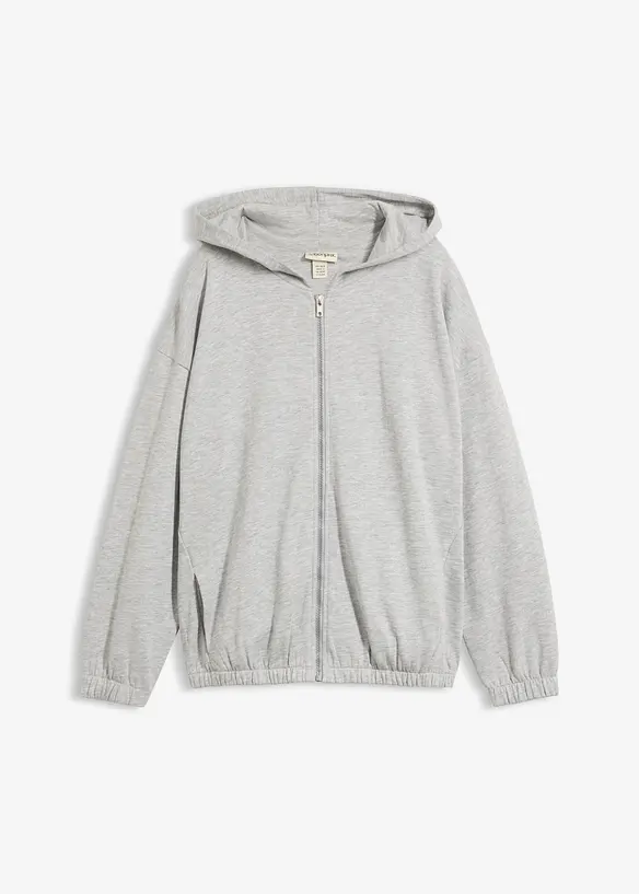 Kapuzen-Sweatjacke aus Bio-Baumwoll-Mix in grau von vorne - bonprix Kapuzen-Sweatjacke aus Bio-Baumwoll-Mix in grau von vorne - bonprix