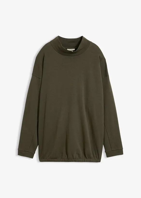 Sweatshirt mit Fledermausärmeln aus Bio-Baumwoll-Mix in grün von vorne - bonprix